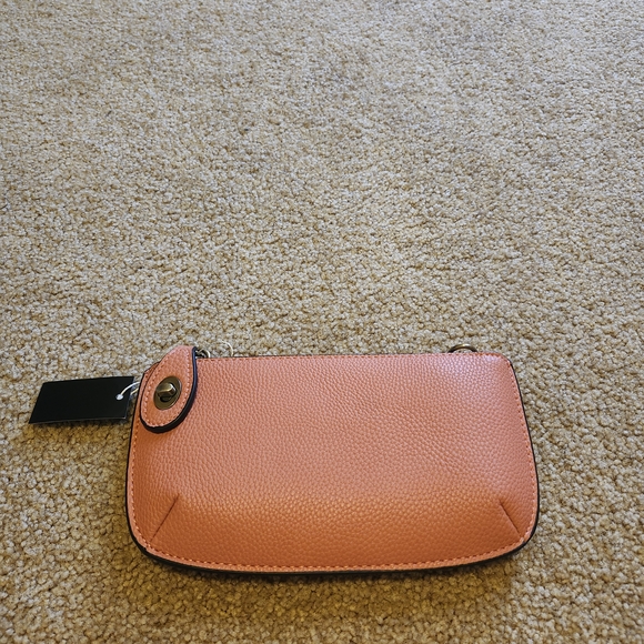 Joy Susan Handbags - Joy Susan Dark Coral/Rust Textured Leather Wristlet Clutch